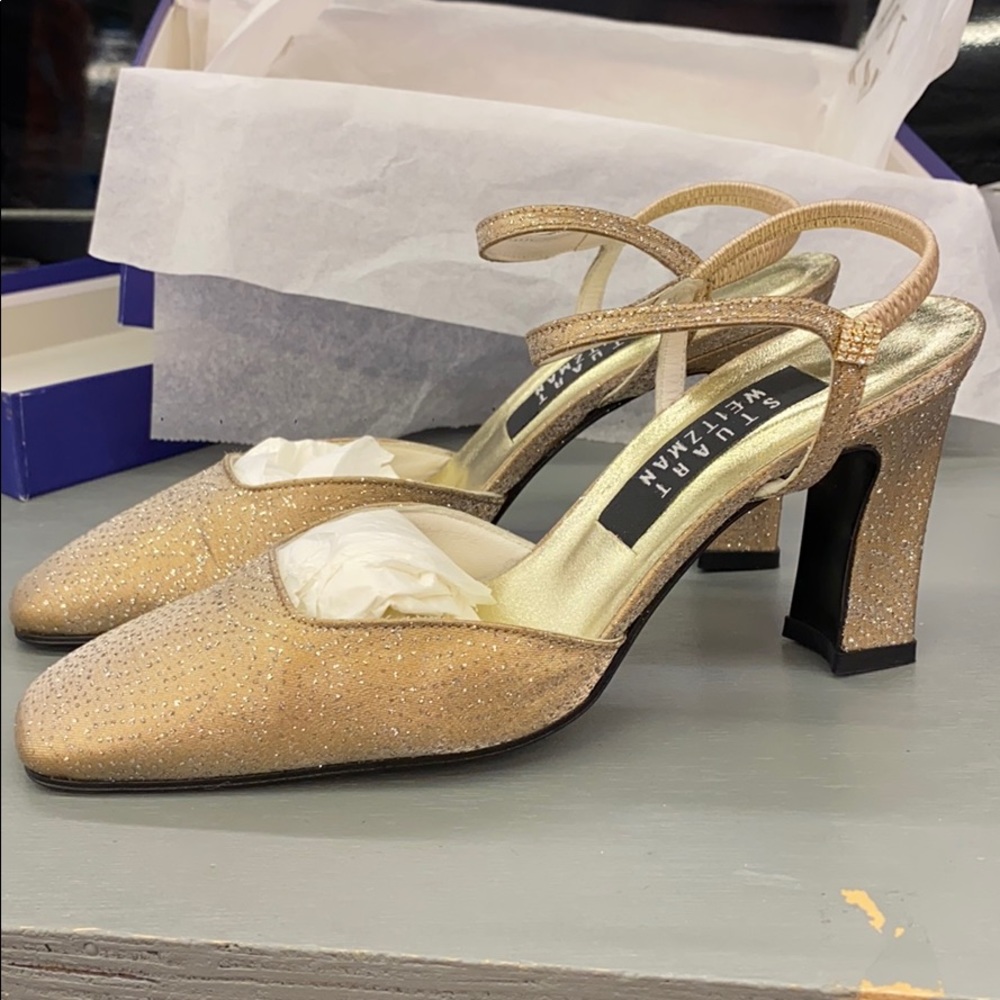 Stuart Weitzman Gold Galactic Heels.